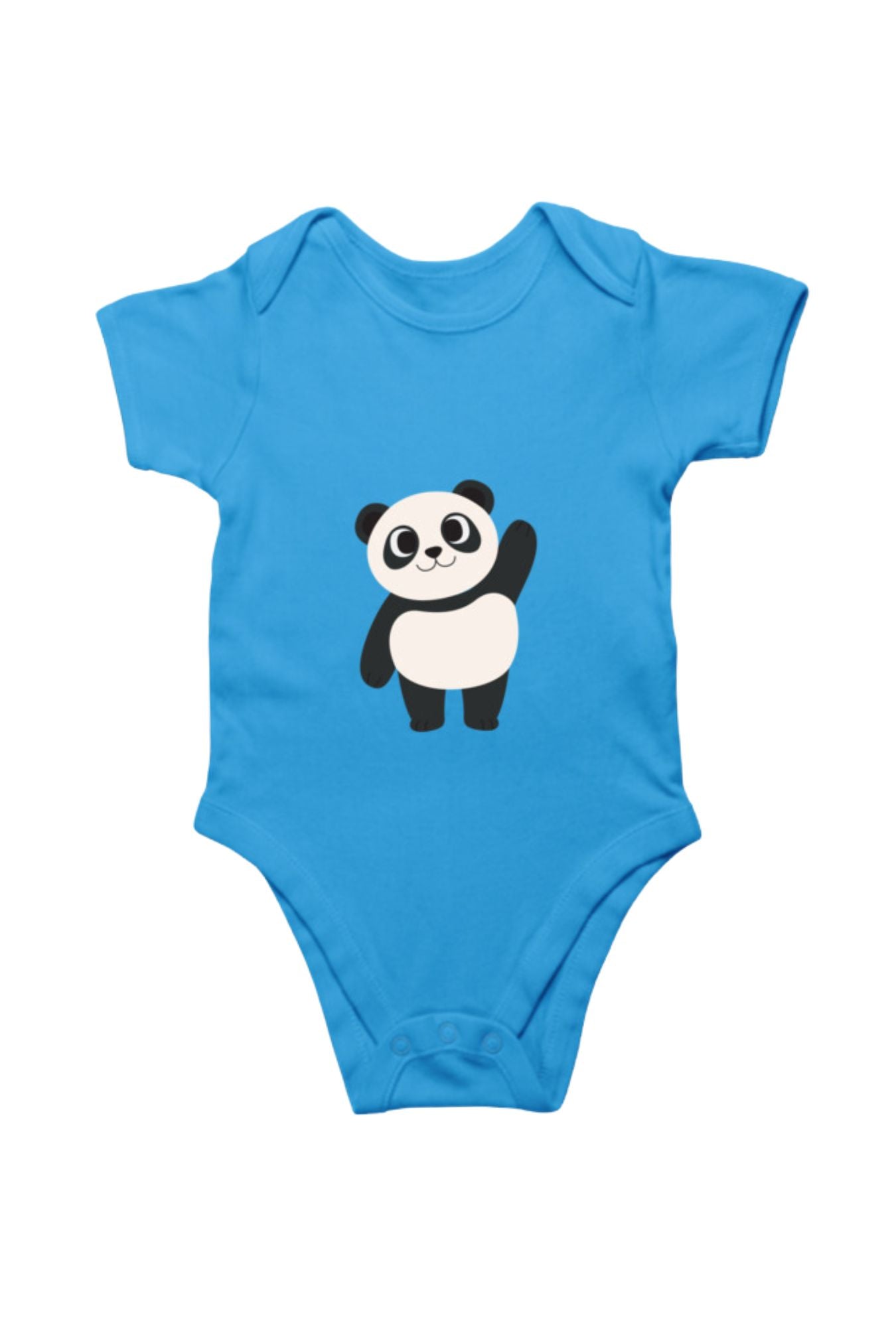 Orchid Blue Romper Bodysuit - Panda design for babies by RedBerry Cuddle, made from 100% cotton. This romper features a cute panda design, providing soft comfort and charming style for infants.