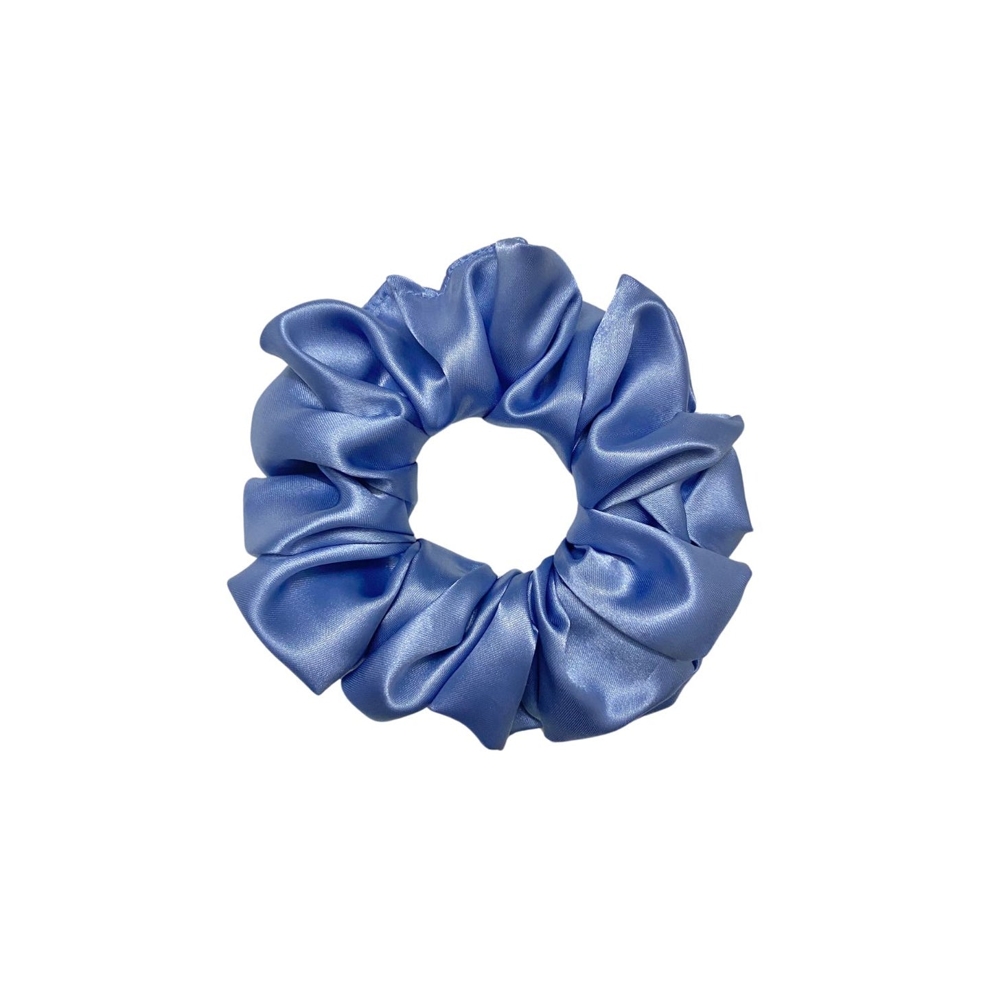 Glaucous Blue Scrunchie in large size by RedBerry Cuddle. A soft, muted blue hair accessory with a plush texture, designed for a secure and stylish hold.