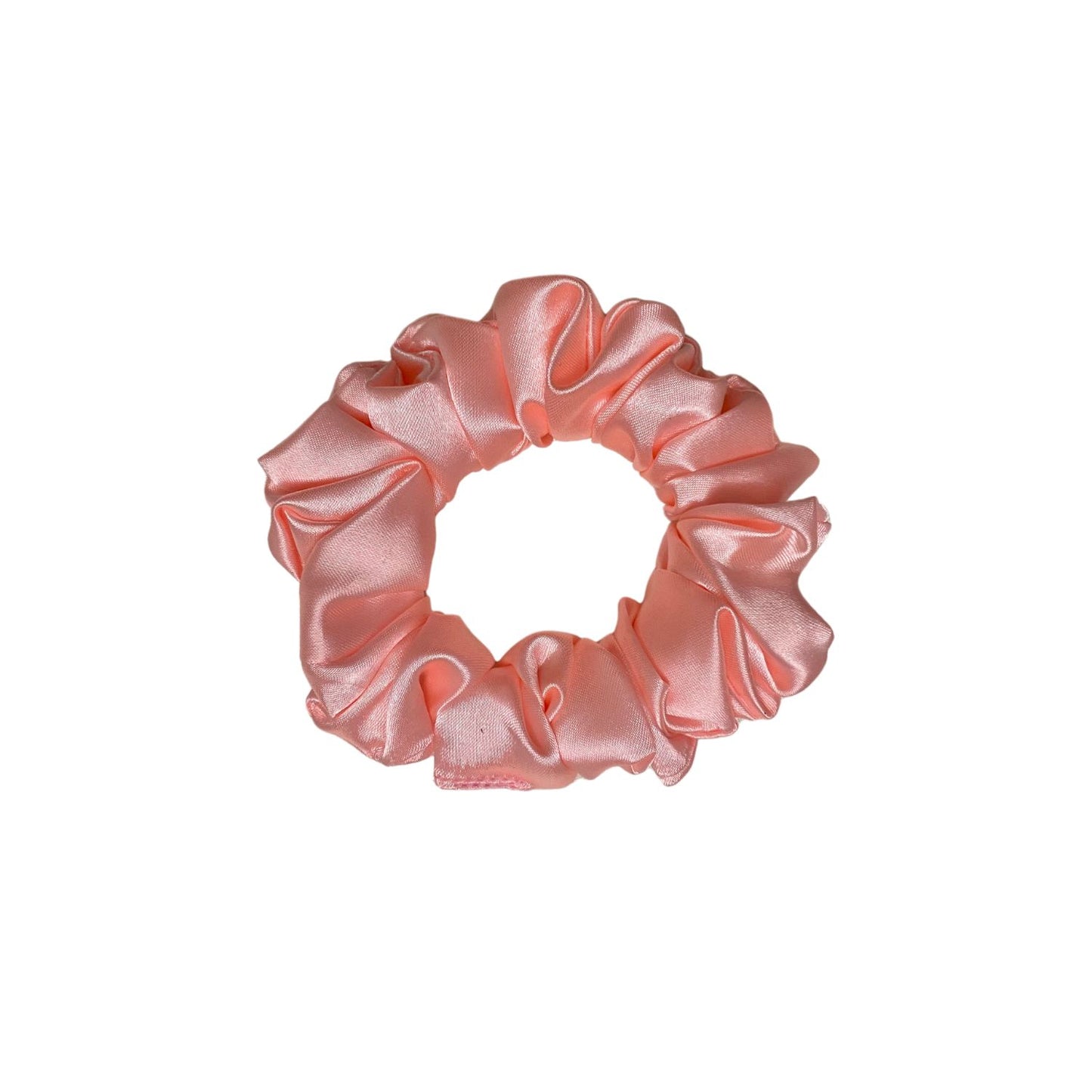 Flamingo Pink Scrunchie in small size by RedBerry Cuddle. A vibrant pink hair accessory with a soft, plush texture, designed for a secure and stylish hold.