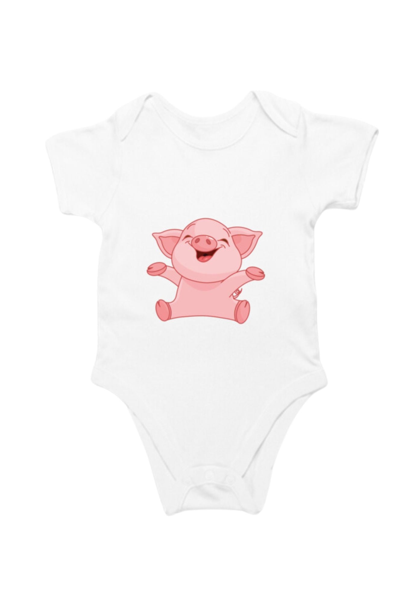 White Romper Bodysuit - Piggy design for babies by RedBerry Cuddle, made from 100% cotton. This adorable romper features a cute piggy design, providing soft comfort and easy movement for infants.