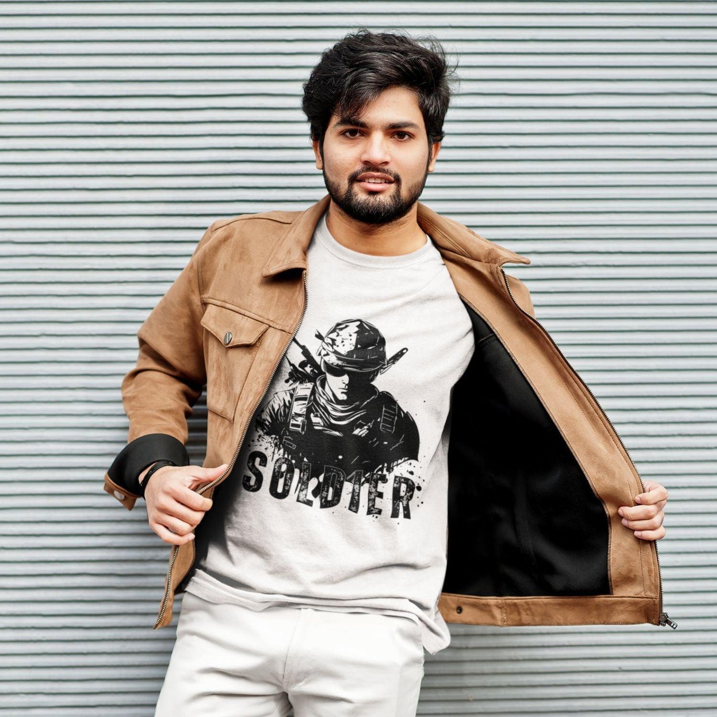 Soldier Men's T-shirt by RedBerry Cuddle, made from 100% cotton. It features a bold soldier-themed design, offering comfort and style.