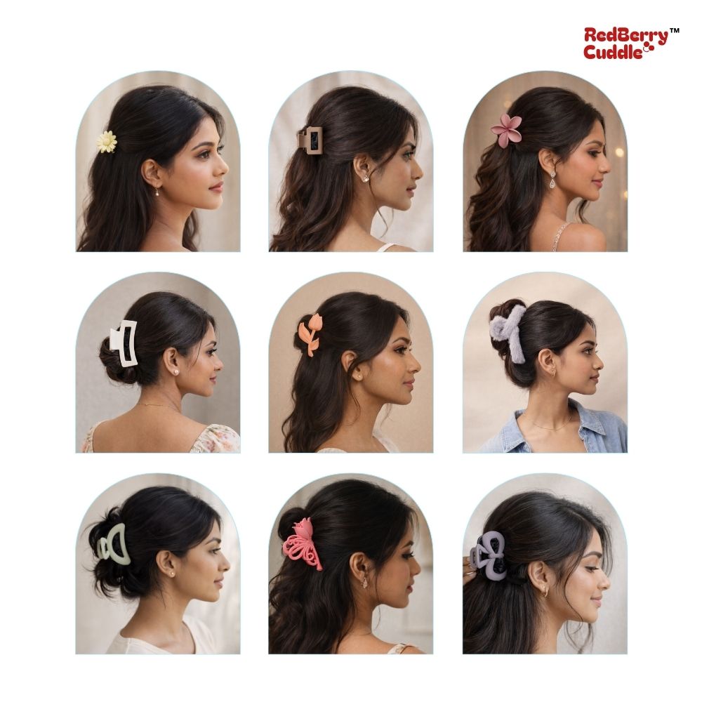 Hair Claw - Combo 10 (1 Fluffy, 2 Floral, 3 Medium, 5 Small)