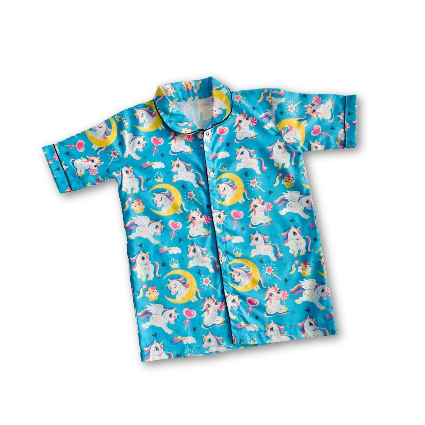 Unicorn sky blue pajama set, 100% cotton, unisex, by RedBerry Cuddle.