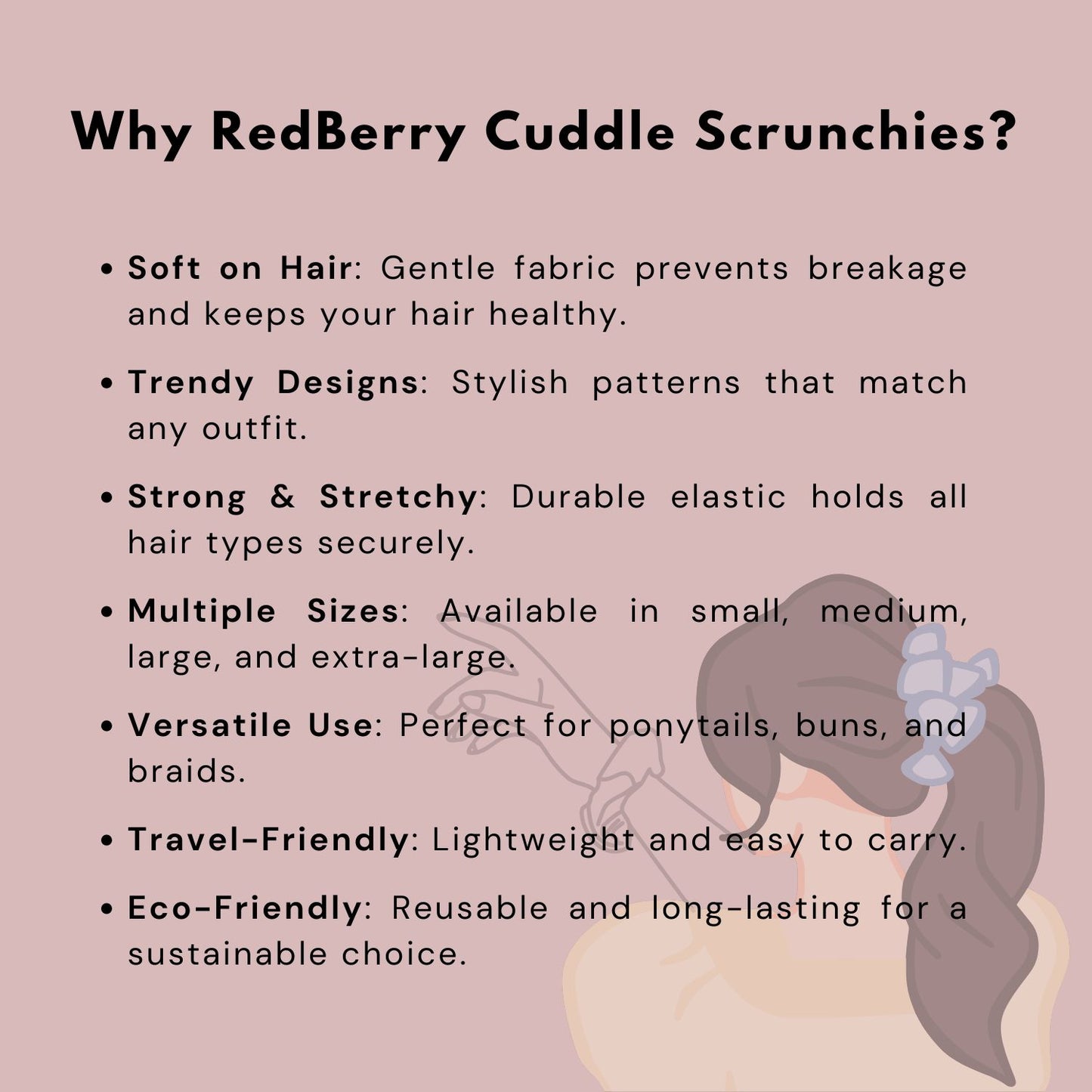 Elegant black satin scrunchie suitable for casual and party looks