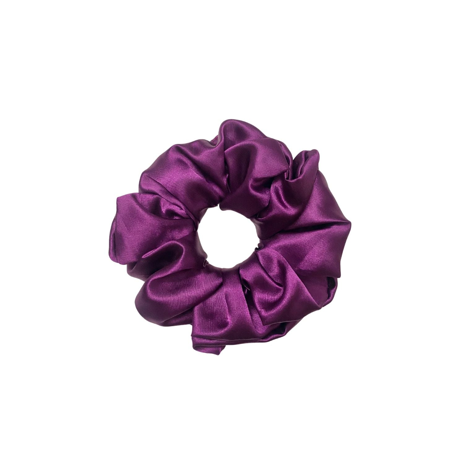 Grape Purple Scrunchie in extra-large size by RedBerry Cuddle. A rich, deep purple hair accessory with a soft, plush texture, perfect for a voluminous and secure hold.