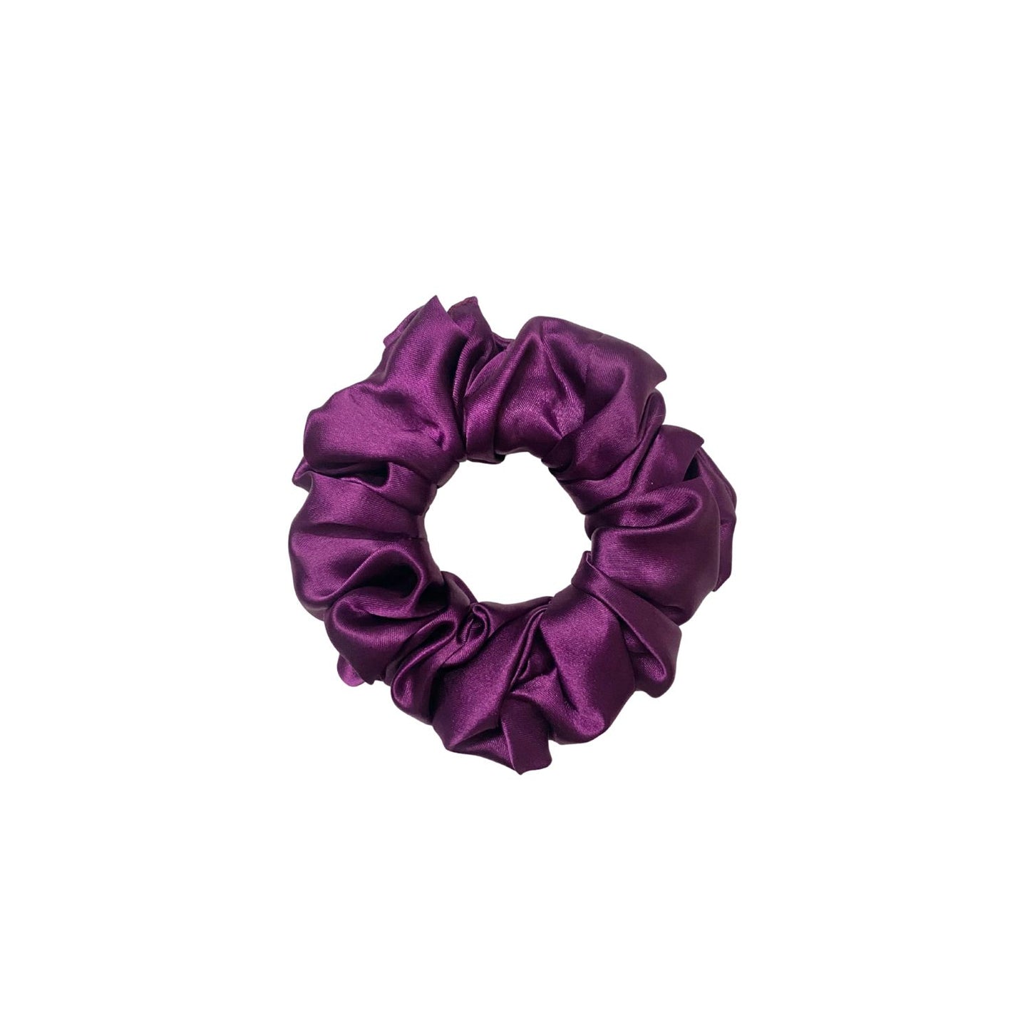 Grape Purple Scrunchie in medium size by RedBerry Cuddle. A rich, deep purple hair accessory with a soft, plush texture, offering a secure and comfortable hold.