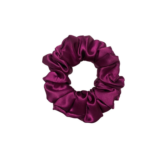 Imperial Purple Scrunchie in medium size by RedBerry Cuddle. A rich, deep purple hair accessory with a soft, plush texture, designed for a secure and stylish hold.