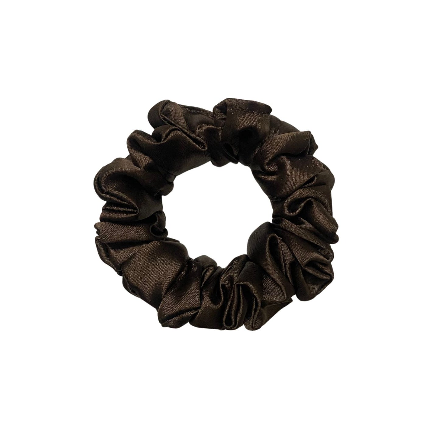 Espresso Brown Scrunchie (Small Size) by RedBerry Cuddle, featuring a rich brown hue, crafted for a snug fit and stylish hair accessory for everyday use.