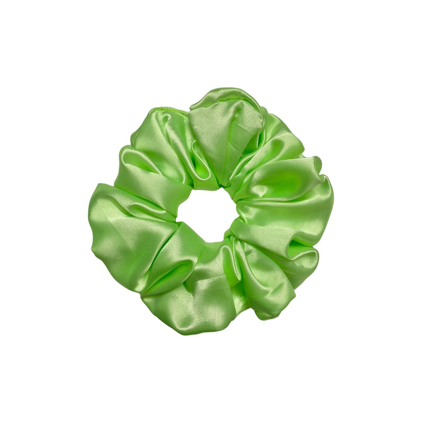 Lime Green Scrunchie in extra-large size by RedBerry Cuddle. A bright, refreshing green hair accessory with a soft, plush texture, perfect for a voluminous and secure hold.