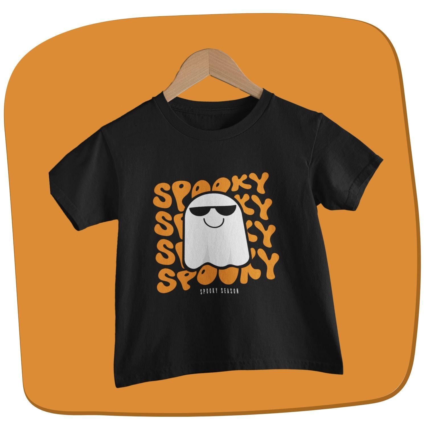 Halloween Spooky Kids T-shirt by RedBerry Cuddle, made from 100% cotton. This shirt features a fun 'Spooky' Halloween-themed design, offering a comfortable and playful look for kids.