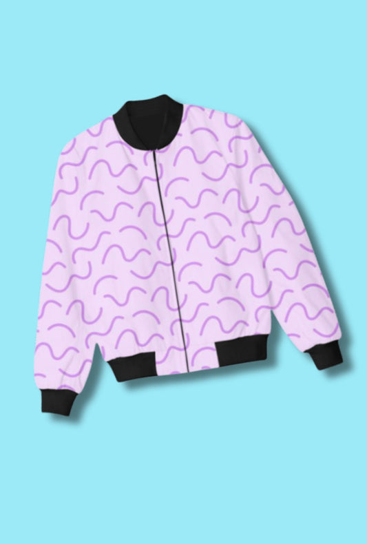 Purple Curls Kids Jacket by RedBerry Cuddle, made from 100% cotton. This unisex jacket features a stylish purple curls design, offering cozy comfort and a playful look for children.