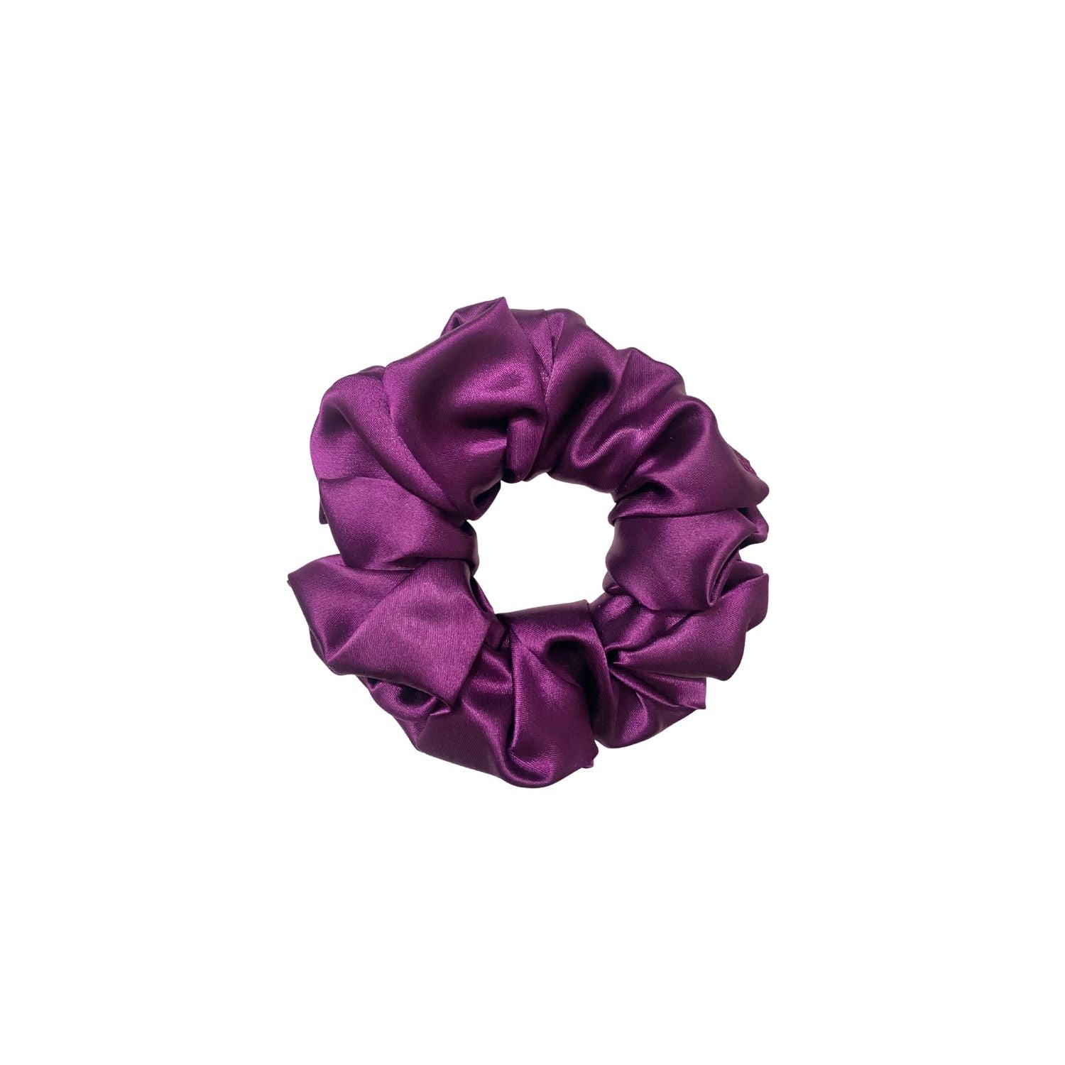 Grape Purple Scrunchie in large size by RedBerry Cuddle. A rich, deep purple hair accessory with a soft, plush texture, designed for a secure and stylish hold.