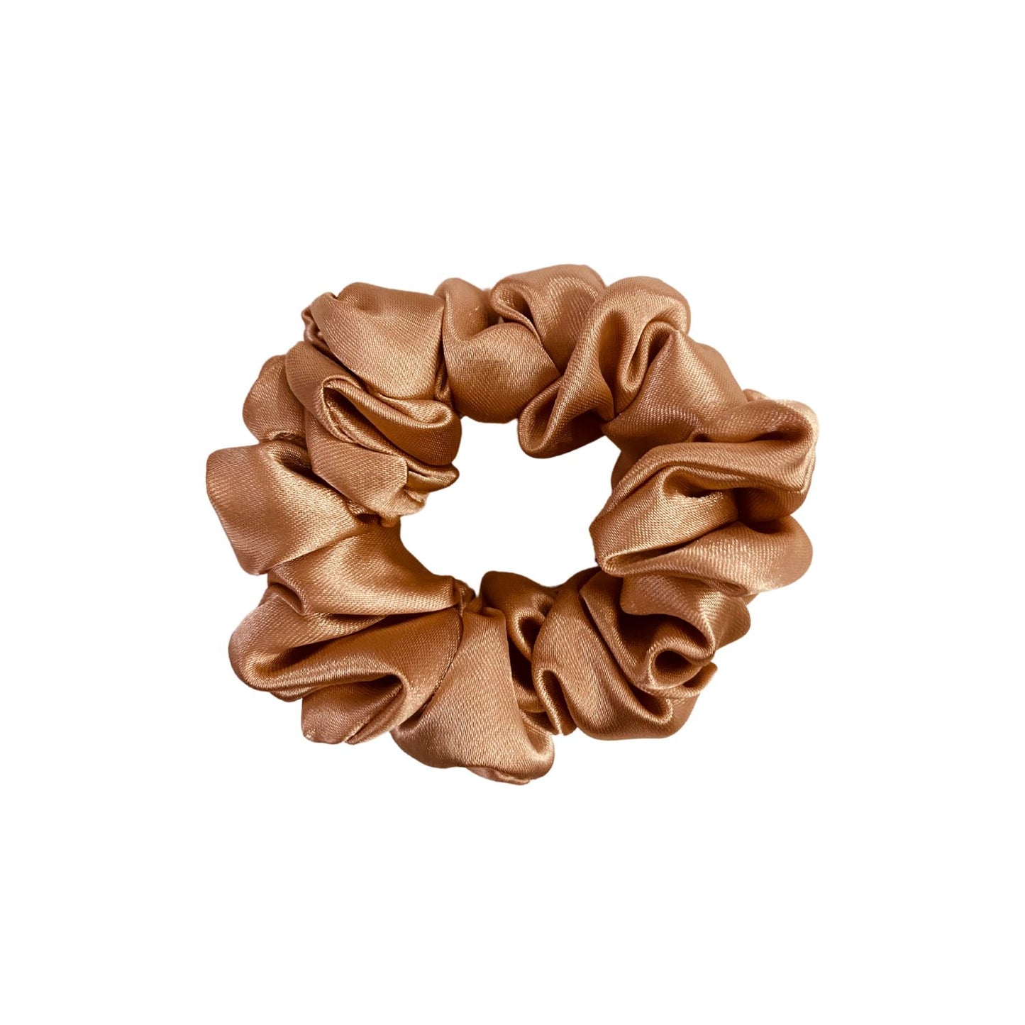 Rose Gold Small Size Scrunchie by RedBerry Cuddle, a shimmering and stylish hair accessory designed for a secure and comfortable hold, perfect for adding a touch of elegance to any hairstyle.