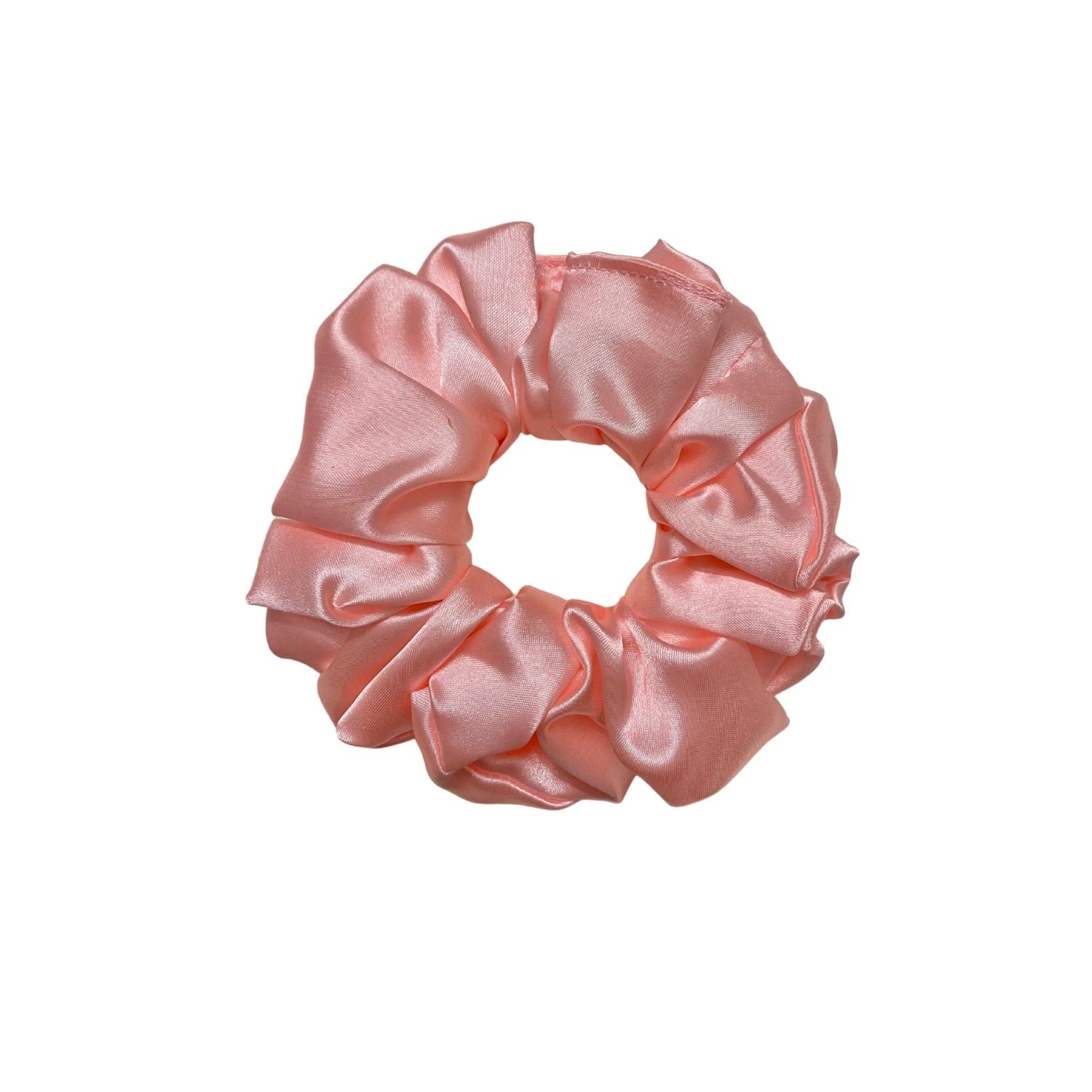 Flamingo Pink Scrunchie in large size by RedBerry Cuddle. A vibrant pink hair accessory with a soft, plush texture, designed for a secure and stylish hold.