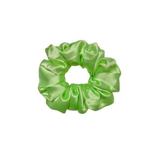 Lime Green Scrunchie in medium size by RedBerry Cuddle. A bright, refreshing green hair accessory with a soft, plush texture, offering a secure and comfortable hold.