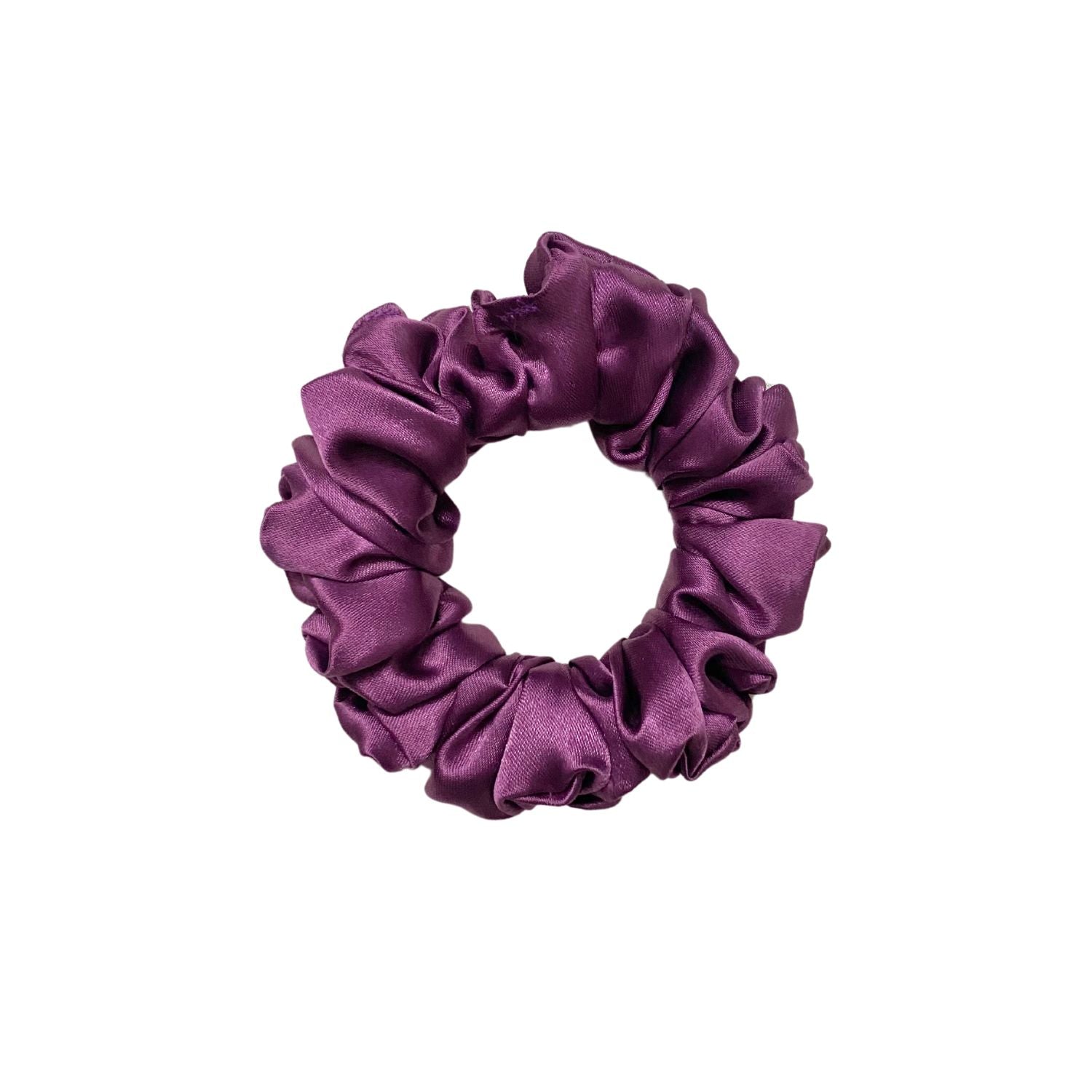 Mulberry Purple Scrunchie (Small Size) by RedBerry Cuddle, a compact hair accessory in a deep purple shade, perfect for a subtle and elegant touch.