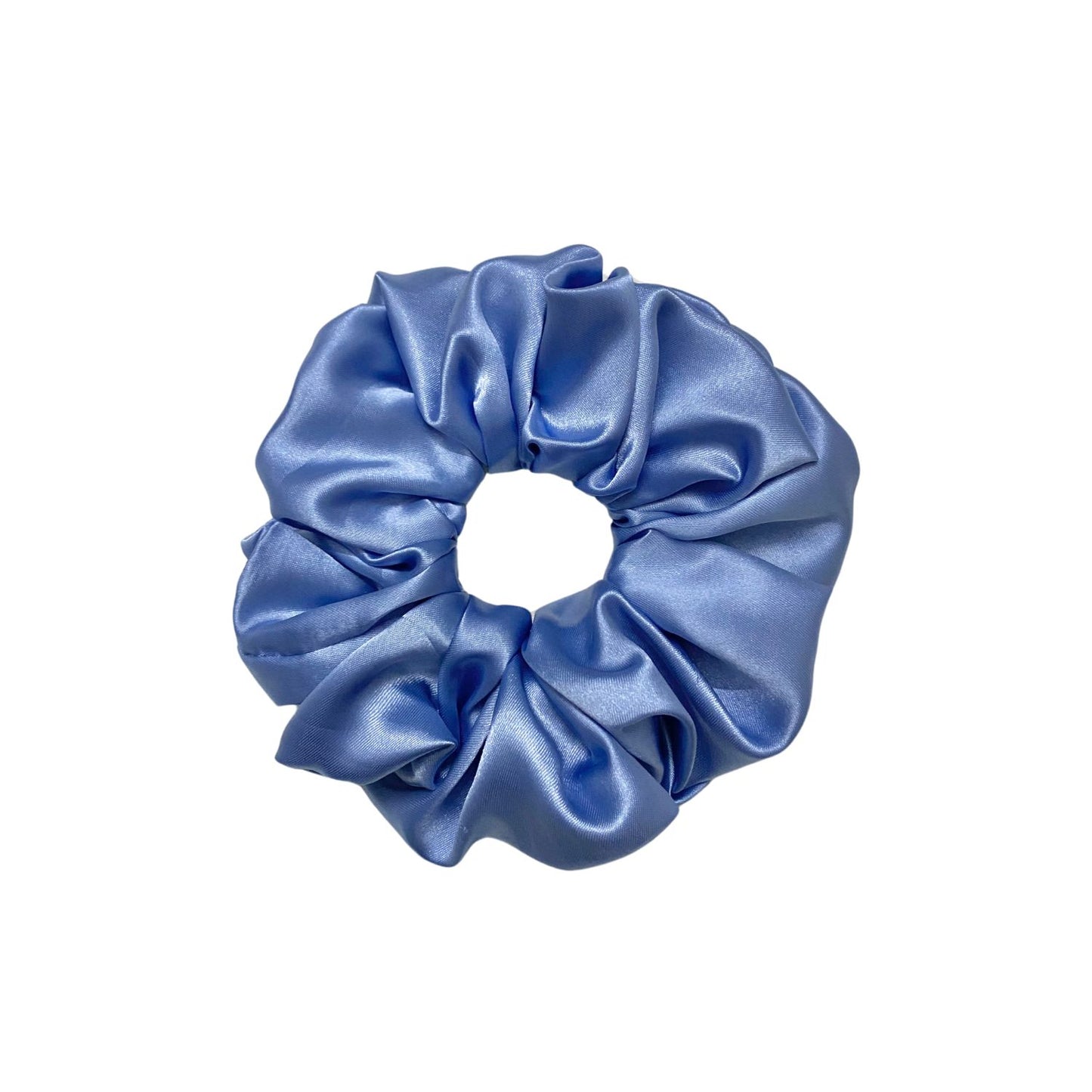 Glaucous Blue Scrunchie in extra-large size by RedBerry Cuddle. A soft, muted blue hair accessory with a plush texture, perfect for a voluminous and secure hold.