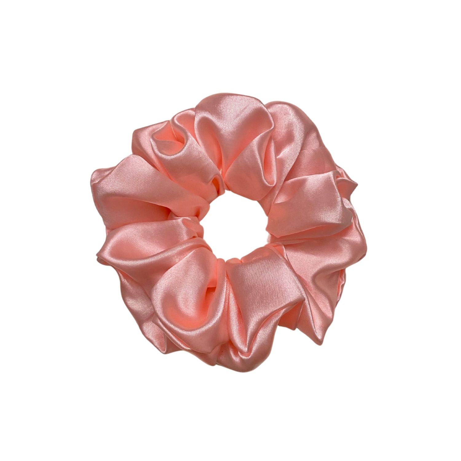 Flamingo Pink Scrunchie in extra-large size by RedBerry Cuddle. A vibrant pink hair accessory with a soft, plush texture, perfect for a voluminous and secure hold.