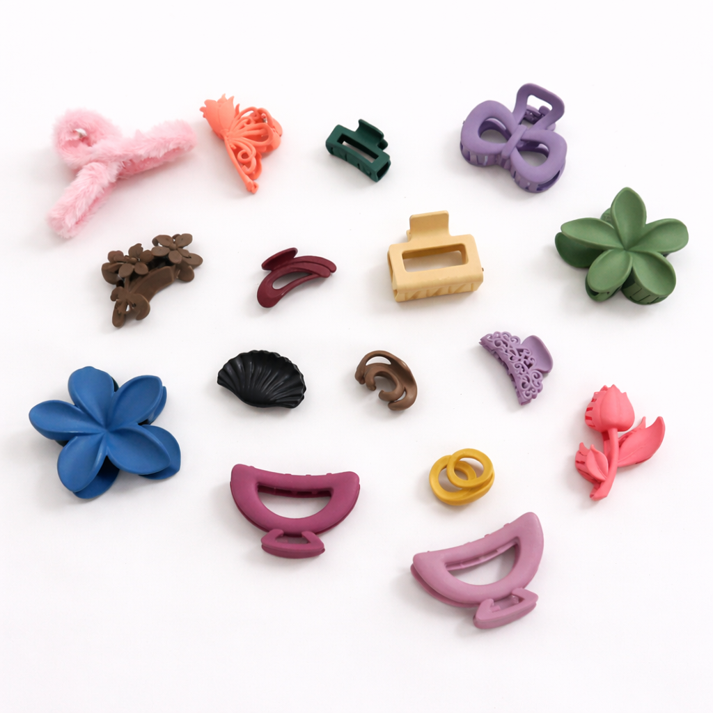 Hair Claw - Combo 5 (1 Big Floral, 2 Floral, 1 Fluffy, 1 Medium, 4 Small)