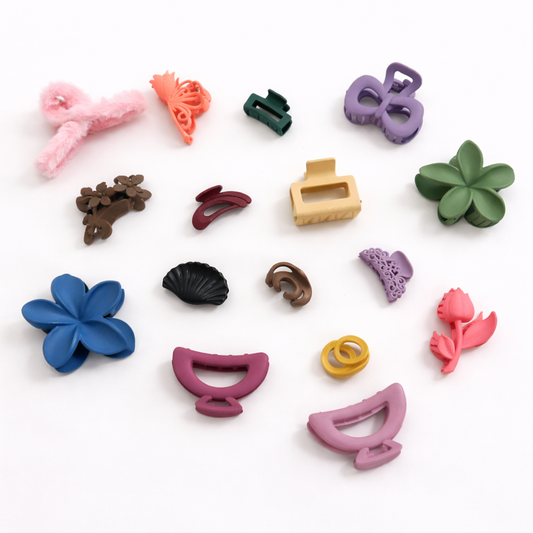 Hair Claw - Combo 5 (1 Big Floral, 2 Floral, 1 Fluffy, 1 Medium, 4 Small)