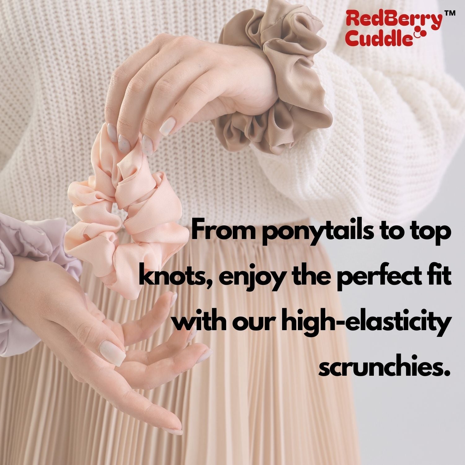 Glaucous Blue Scrunchie in extra-large size by RedBerry Cuddle. A soft, muted blue hair accessory with a plush texture, perfect for a voluminous and secure hold.