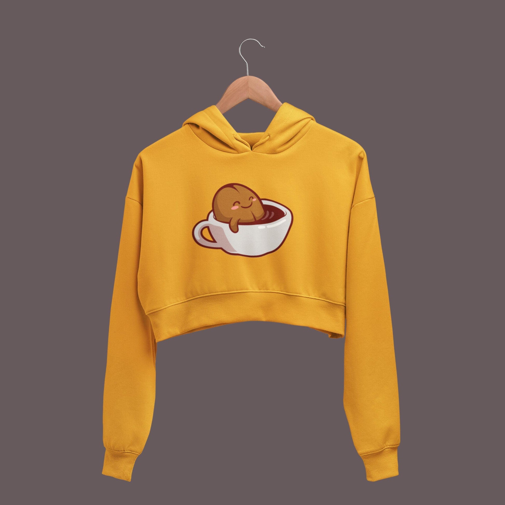 Coffee Women's Crop Hoodie by RedBerry Cuddle, featuring a charming coffee-themed design. This cozy and stylish hoodie is perfect for casual wear and coffee lovers alike.