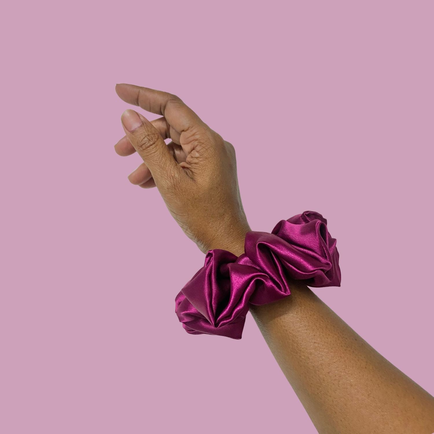 Imperial Purple Scrunchie in large size by RedBerry Cuddle. A luxurious, deep purple hair accessory with a soft, plush texture, perfect for a secure and elegant hold.