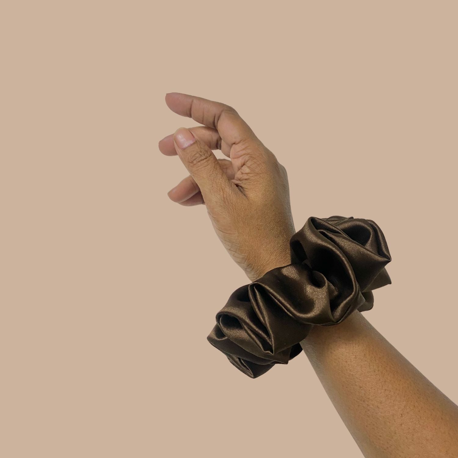 Espresso Brown Scrunchie (Large Size) by RedBerry Cuddle, featuring a rich brown hue, designed for a comfortable and stylish hair accessory.