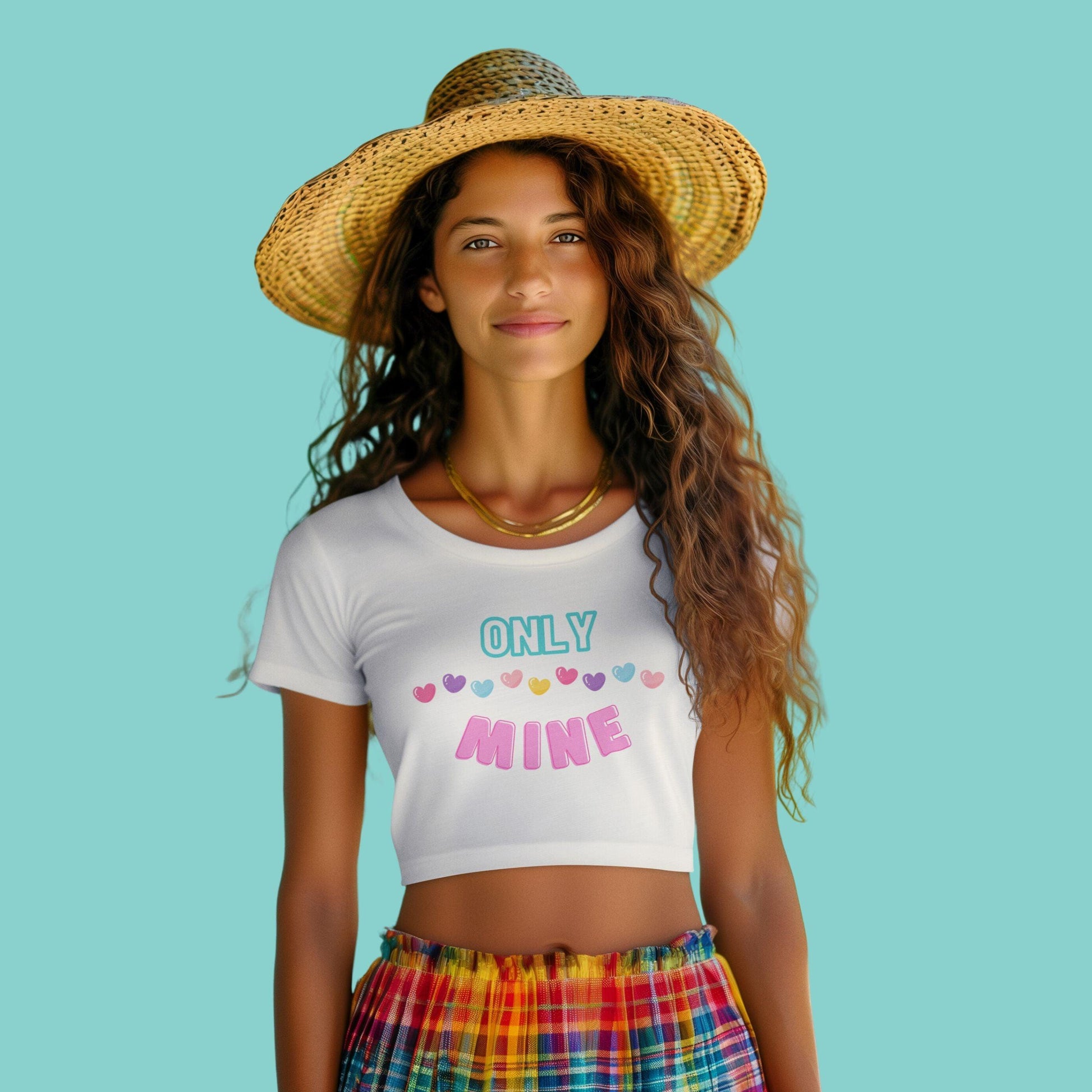 Only Mine Women's Crop Top by RedBerry Cuddle, featuring a bold 'Only Mine' slogan. It is fade-proof, offering a confident and stylish look for casual wear.