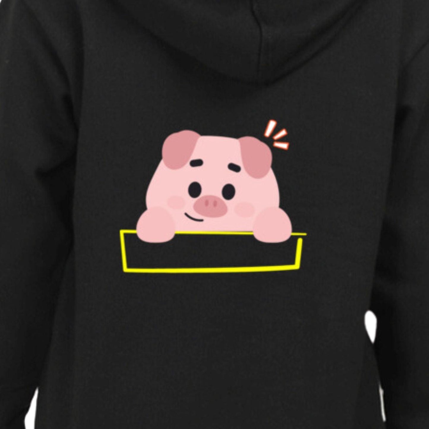 Pig Kids Hooded Sweatshirt by RedBerry Cuddle, made from 100% cotton. This unisex hoodie features an adorable pig design, offering both comfort and a fun look for kids.