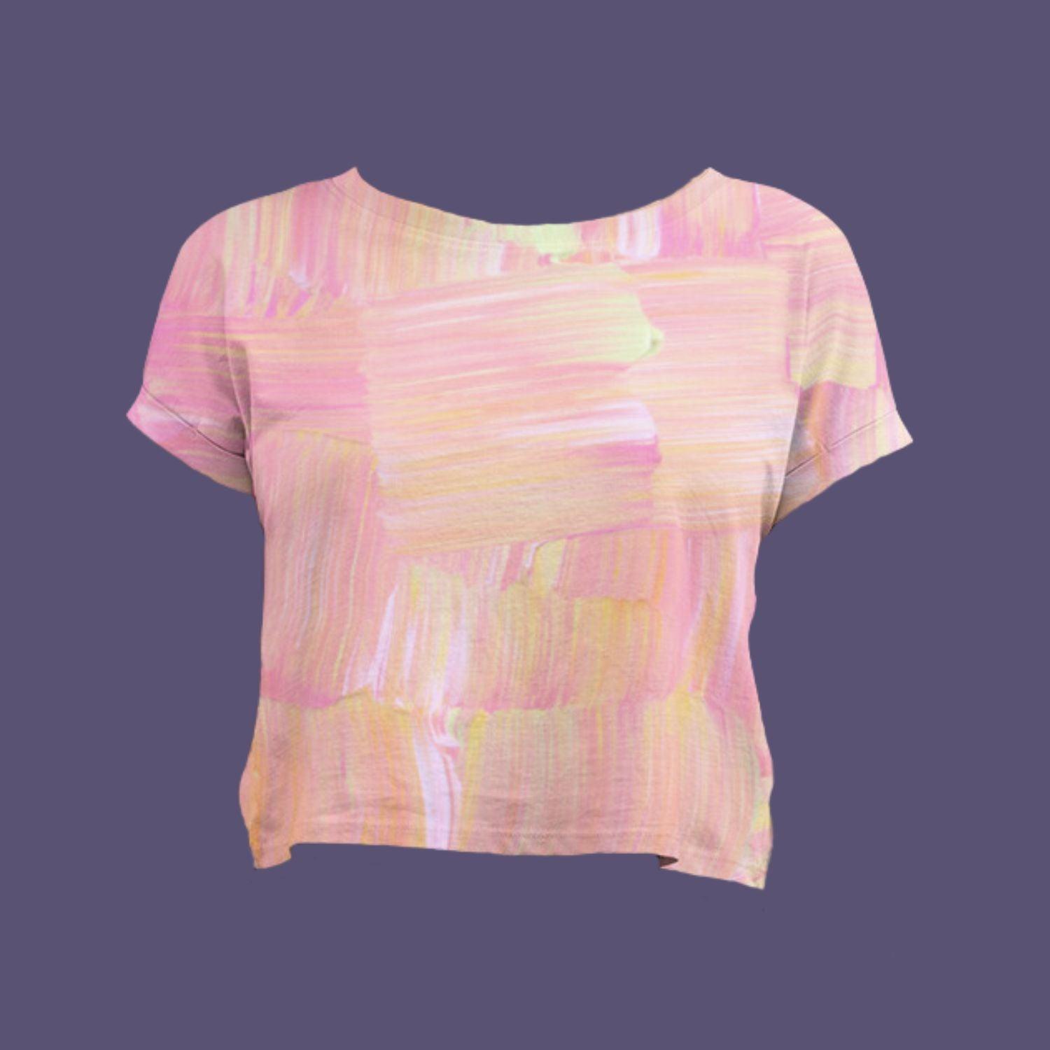 Pastel Peach Women's Crop Top by RedBerry Cuddle, featuring a soft pastel peach color. It is fade-proof, offering a stylish and comfortable option for casual wear.