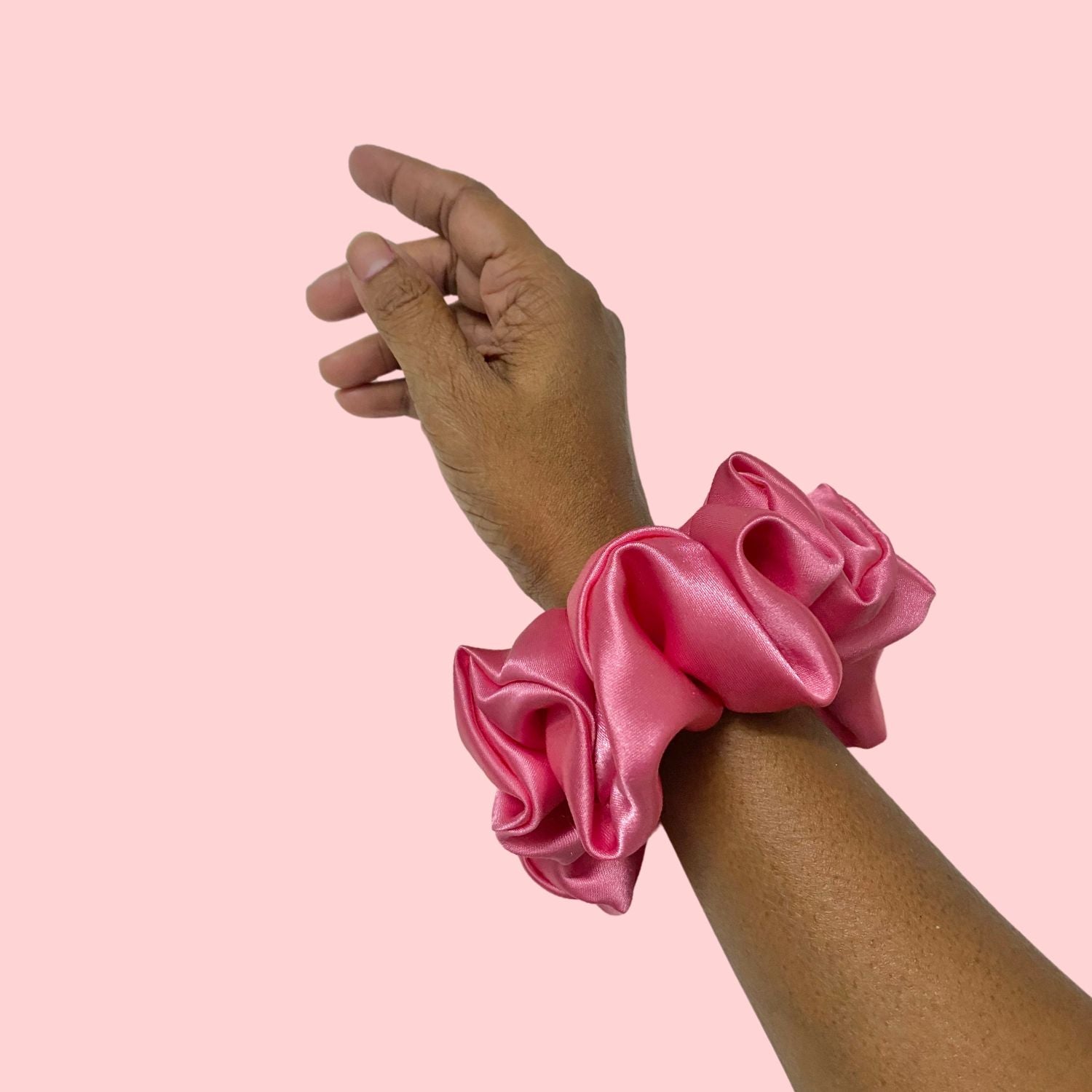 Bubblegum Pink Scrunchie (Large Size) by RedBerry Cuddle, a vibrant and soft hair accessory designed to add a playful touch to your hairstyle.