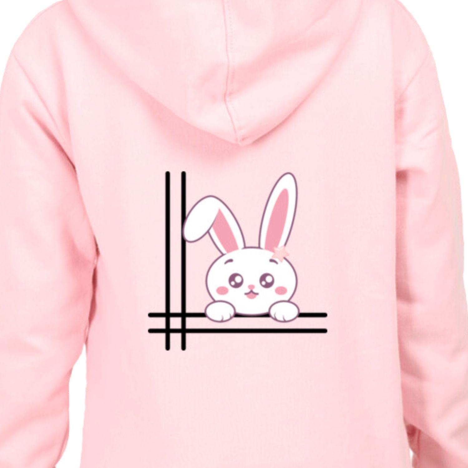 Bunny Kids Hooded Sweatshirt by RedBerry Cuddle, made from 100% cotton. This unisex hoodie features an adorable bunny design, offering a soft and cozy option for kids.