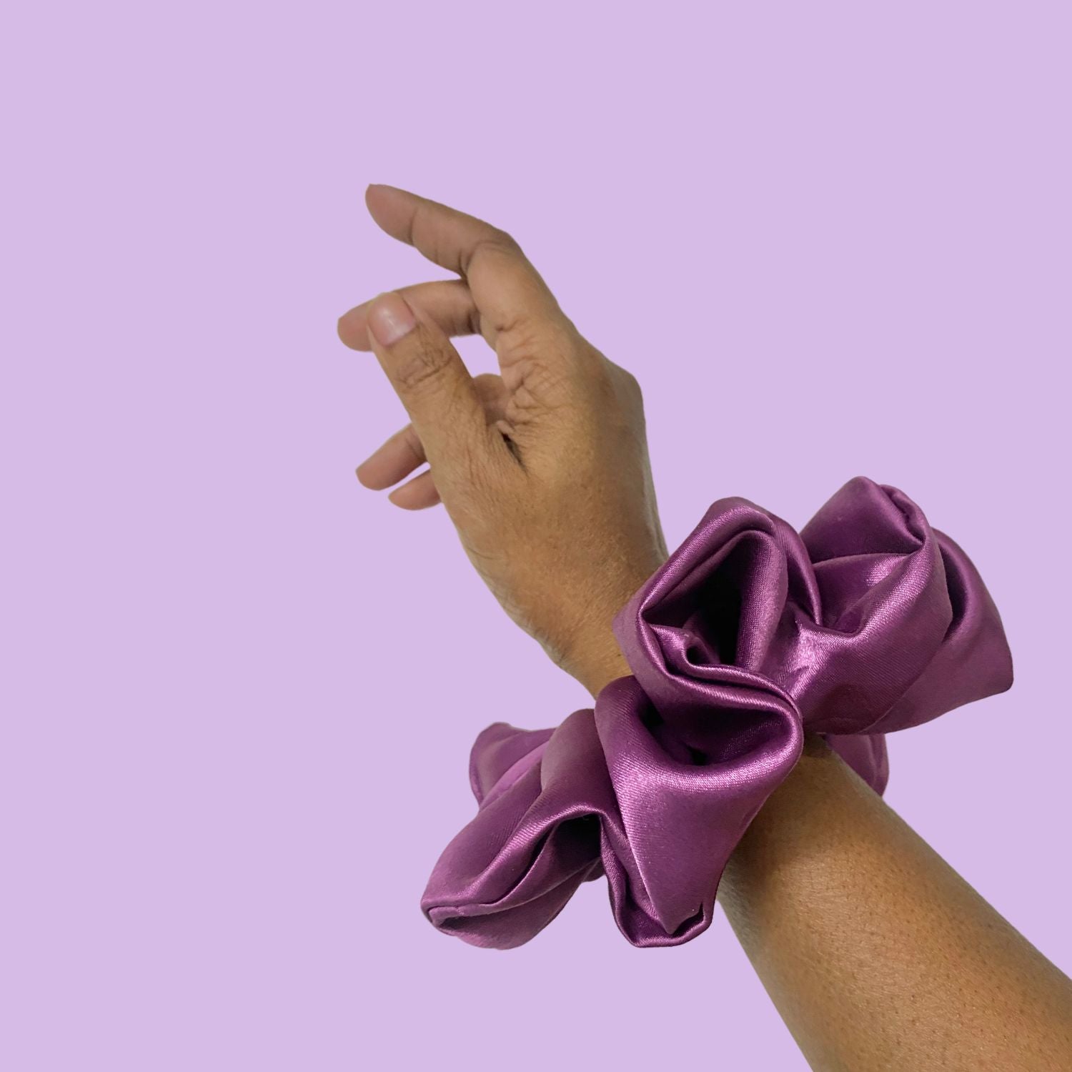 Mulberry Purple Scrunchie (XL Size) by RedBerry Cuddle, showcasing a bold purple shade, designed for an elegant and secure hold, perfect for voluminous hairstyles or accessorizing with style.