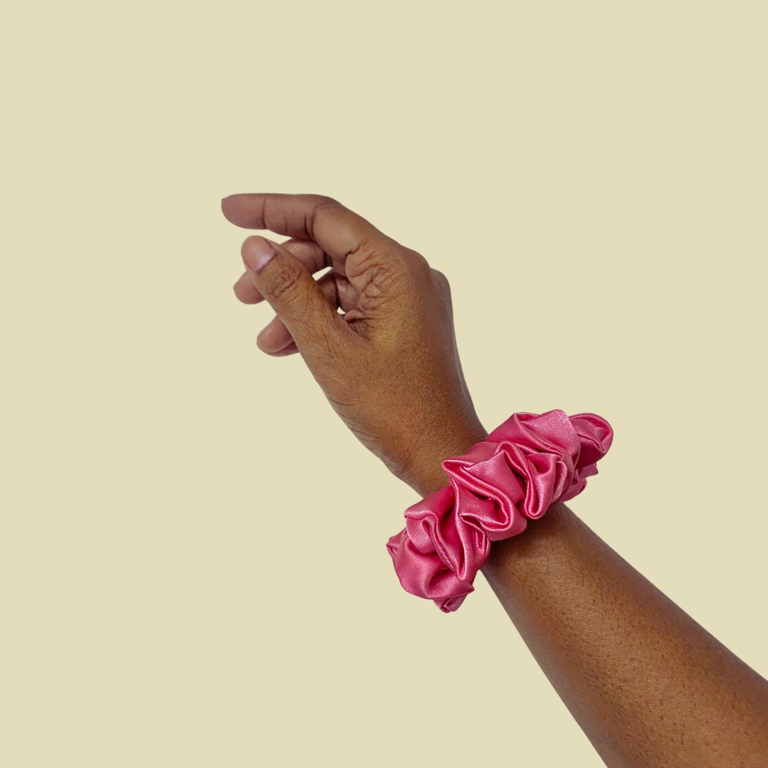 Bubblegum Pink Scrunchie (Small Size) by RedBerry Cuddle, a vibrant and soft hair accessory, ideal for adding a pop of color to your hairstyle.