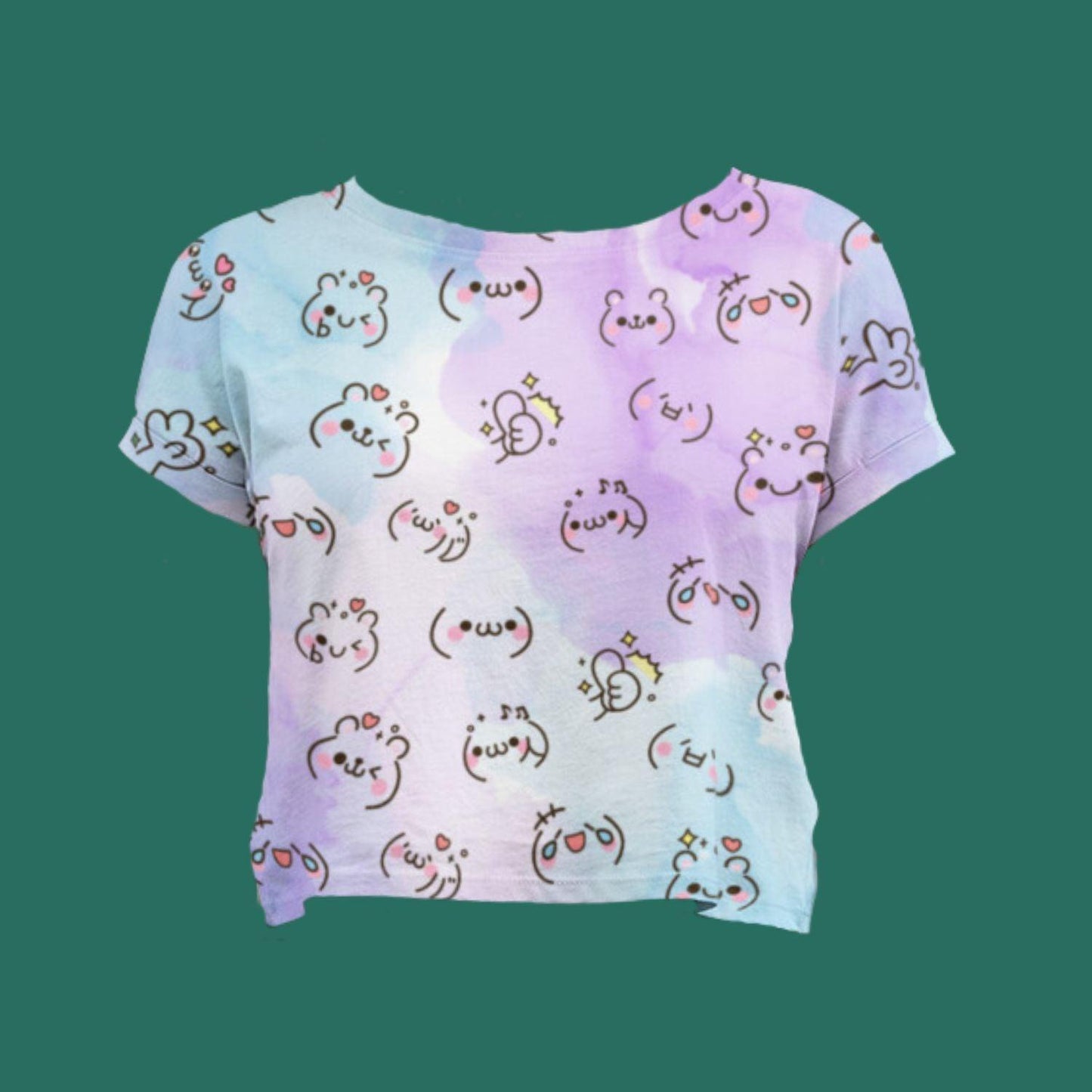 Cute Teddy Doodle Women's Crop Top by RedBerry Cuddle, featuring an adorable teddy bear doodle design. It is fade-proof, offering a playful and stylish look.