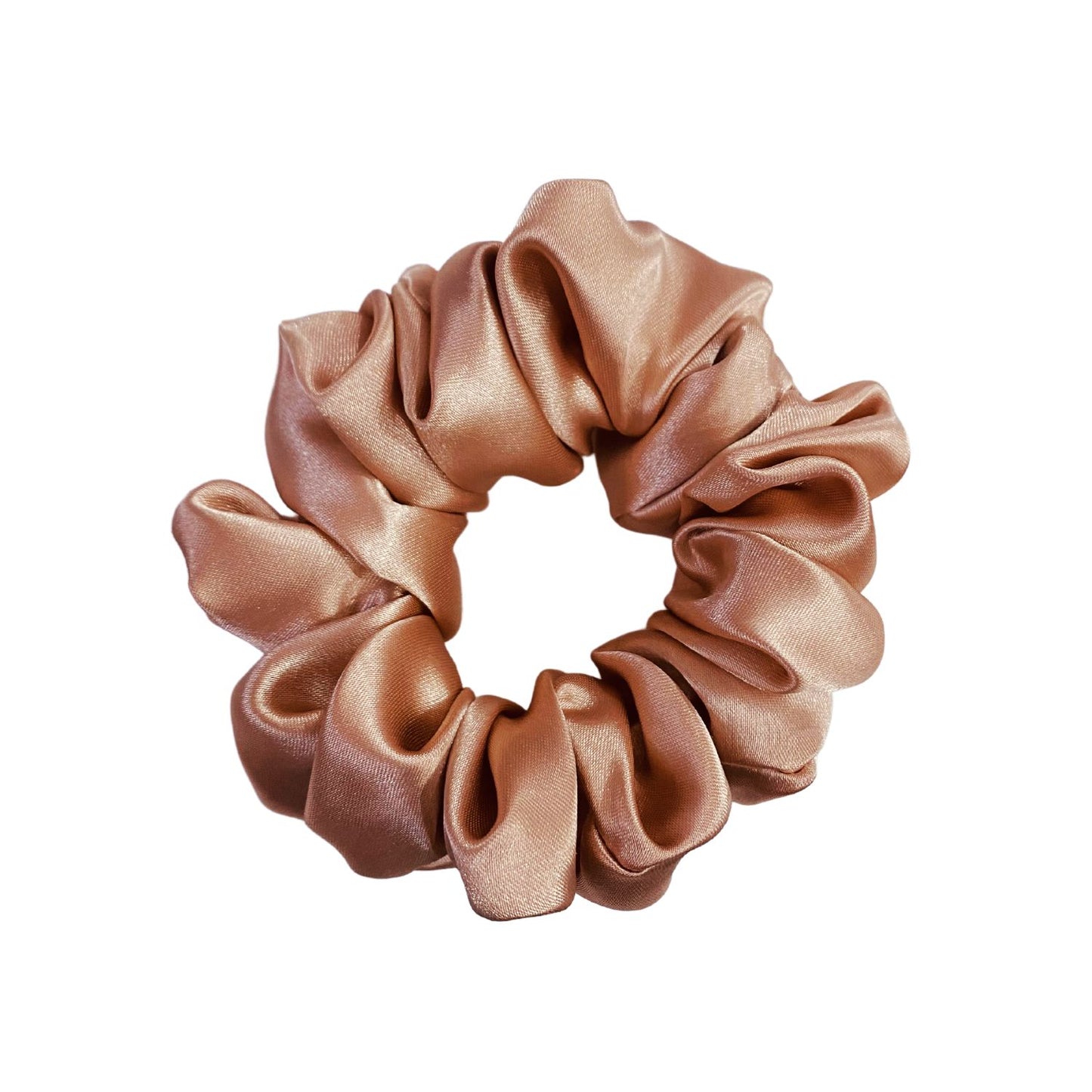 Rose Gold Medium Size Scrunchie by RedBerry Cuddle, a chic and elegant hair accessory designed for a secure and comfortable hold, perfect for adding a touch of sophistication to any hairstyle.