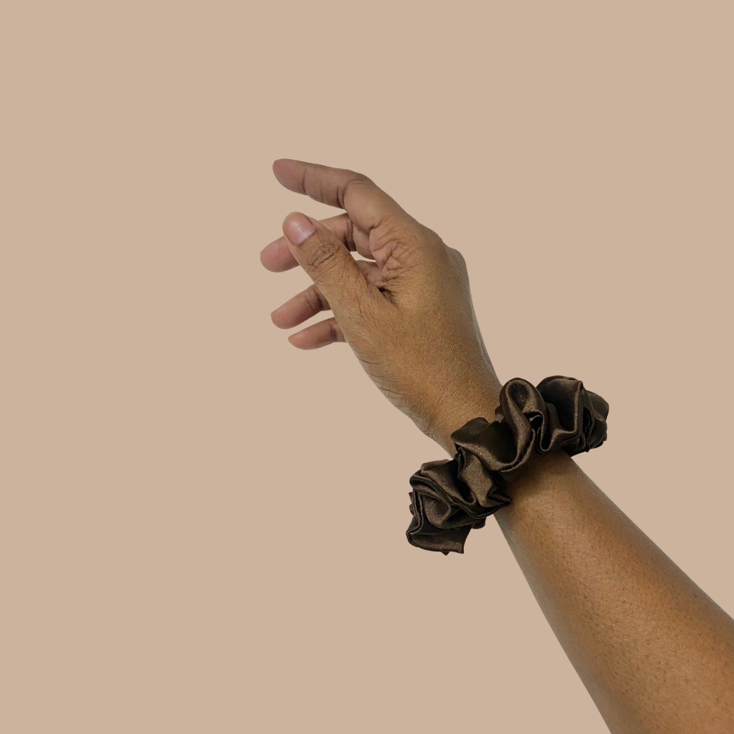 Espresso Brown Scrunchie (Small Size) by RedBerry Cuddle, featuring a rich brown hue, crafted for a snug fit and stylish hair accessory for everyday use.