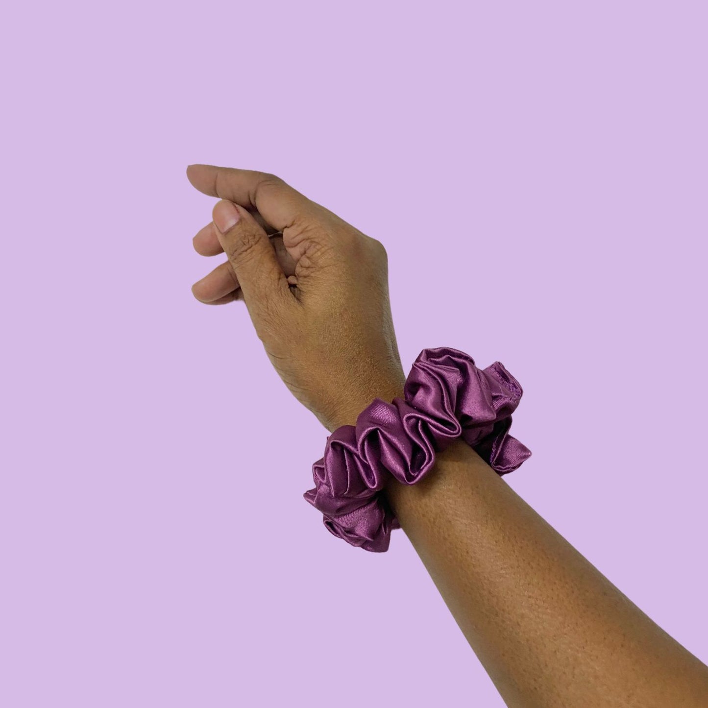 Mulberry Purple Scrunchie (Medium Size) by RedBerry Cuddle, featuring a vibrant purple hue, perfect for adding a pop of color to any hairstyle with a secure and comfortable fit.