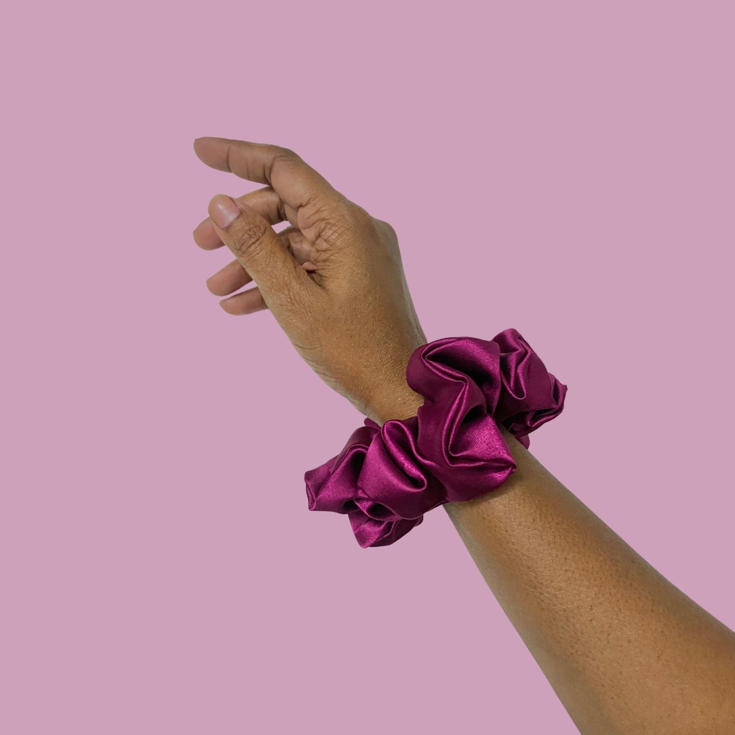Imperial Purple Scrunchie in medium size by RedBerry Cuddle. A rich, deep purple hair accessory with a soft, plush texture, designed for a secure and stylish hold.