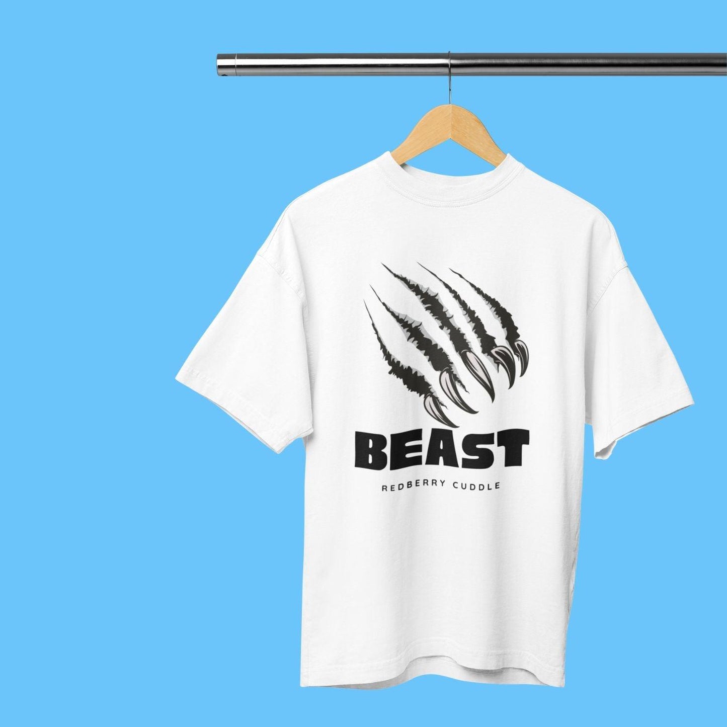 Beast Men's Oversized T-shirt by RedBerry Cuddle, made from 100% cotton. This shirt features a bold 'Beast' design, offering a relaxed fit and powerful style for casual wear.