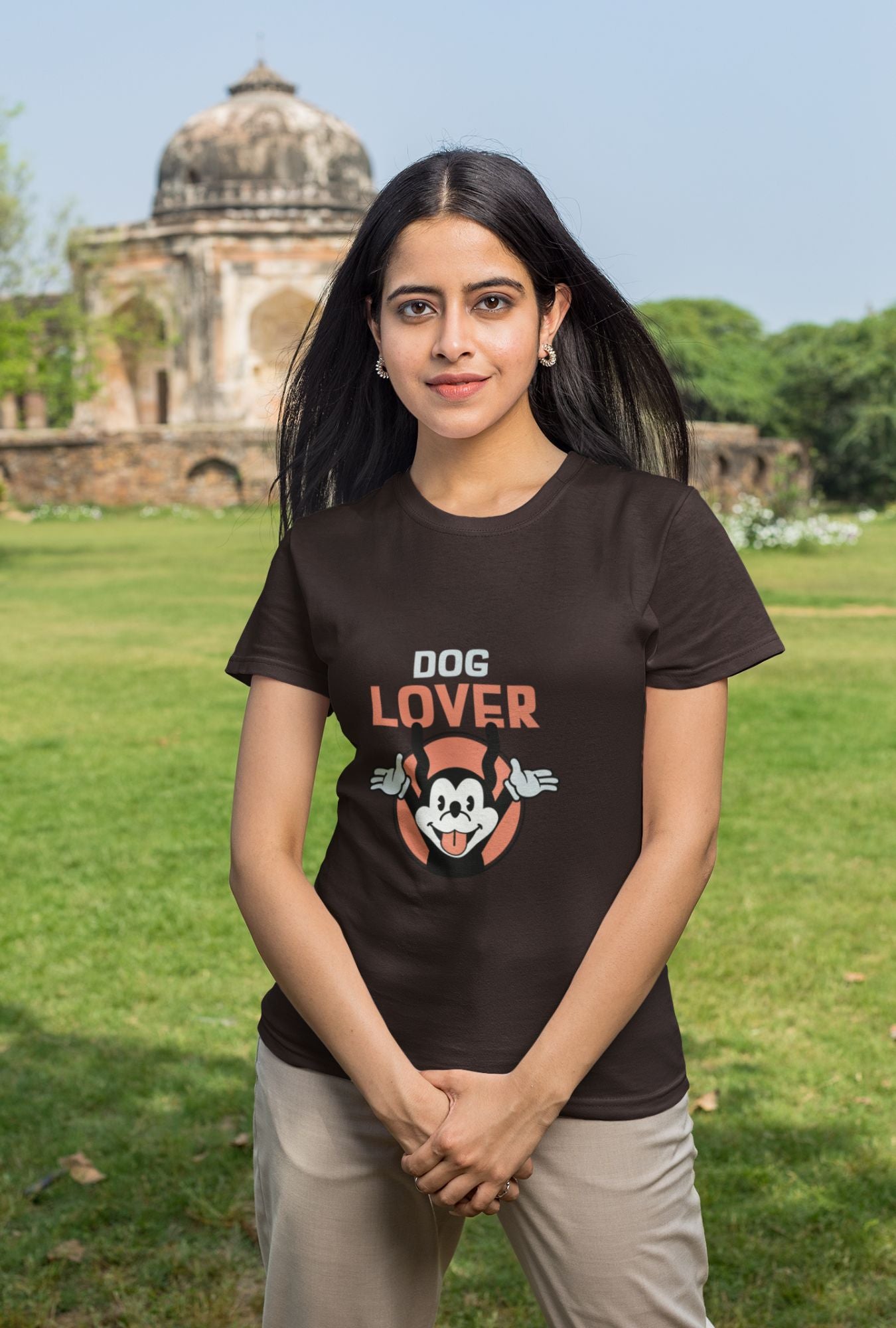 Dog Lover Women's T-shirt by RedBerry Cuddle, made from 100% cotton. It features a cute dog-themed design, perfect for expressing love for dogs while staying comfortable.