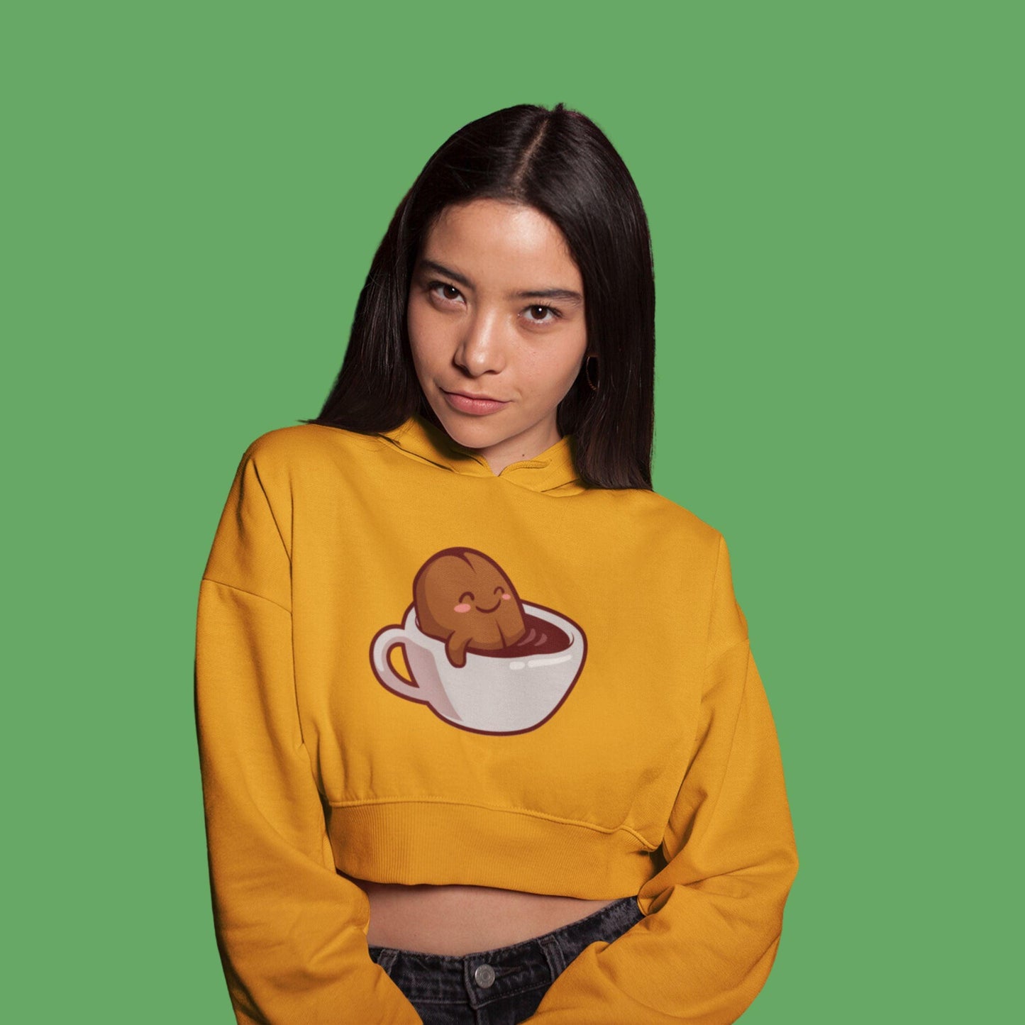 Coffee Women's Crop Hoodie by RedBerry Cuddle, featuring a charming coffee-themed design. This cozy and stylish hoodie is perfect for casual wear and coffee lovers alike.