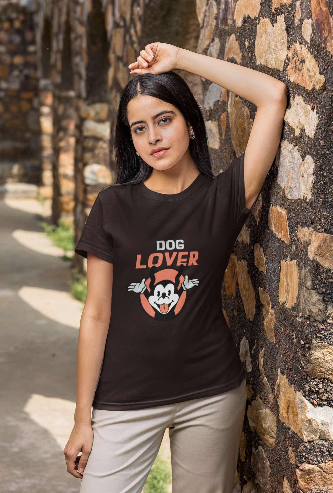 Dog Lover Women's T-shirt by RedBerry Cuddle, made from 100% cotton. It features a cute dog-themed design, perfect for expressing love for dogs while staying comfortable.