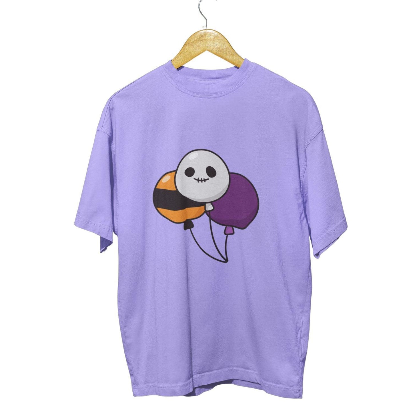 Halloween Spooky Vibes Women's Oversized T-shirt by RedBerry Cuddle, made from 100% cotton. This shirt features a fun 'Spooky Vibes' Halloween-themed design, offering a comfortable and relaxed fit for casual wear.