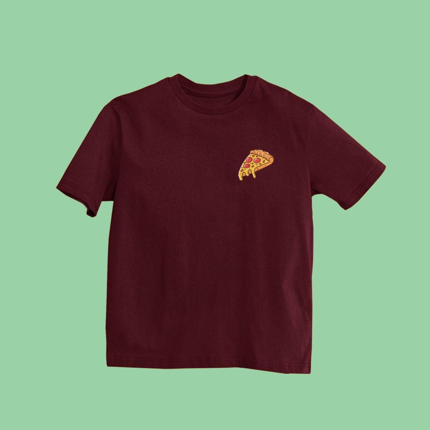 Pizza Bud Women's Oversized T-shirt by RedBerry Cuddle, made from 100% cotton. It features a fun pizza-themed design, offering a relaxed and comfortable fit for casual wear.