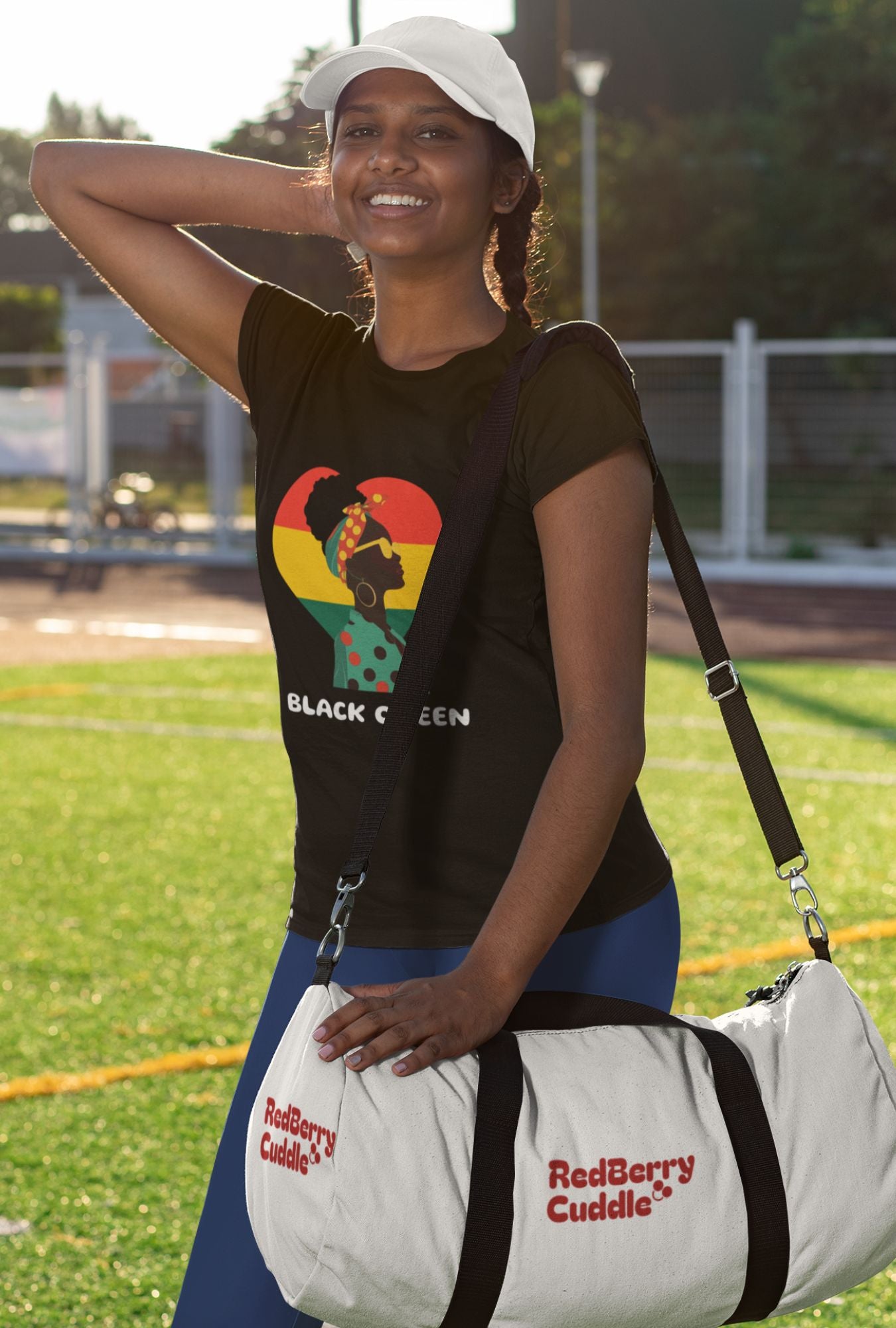 Black Queen Women's T-shirt by RedBerry Cuddle, made from 100% cotton. It features a powerful 'Black Queen' design, offering comfort with a statement of confidence and pride.