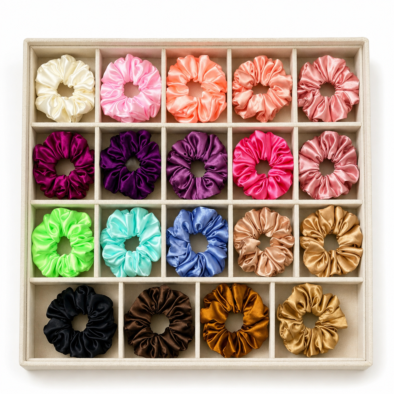 Plain Satin Scrunchies