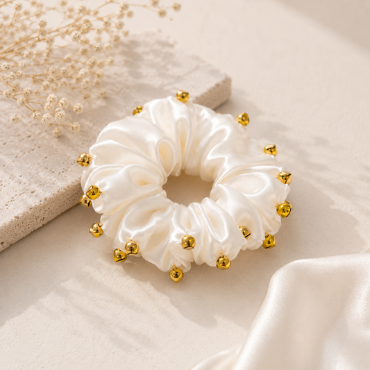 White Ghungroo Scrunchie
