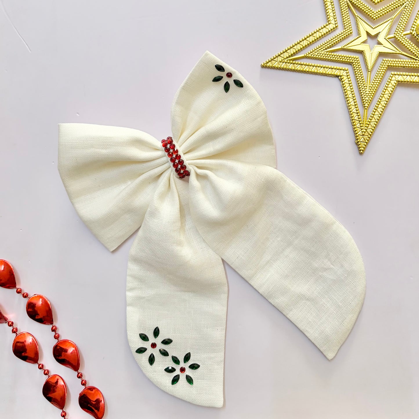 Christmas Snowman Hair Bow (White)